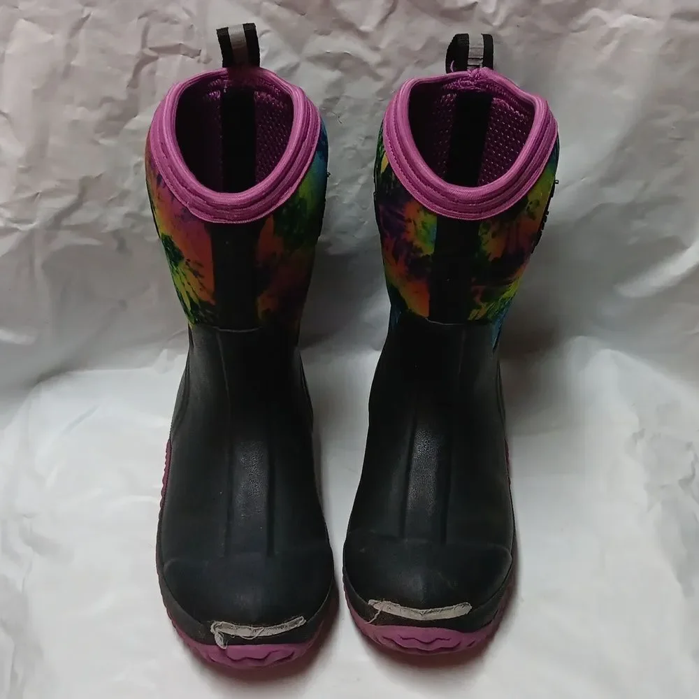 Muds Noble Outfitters Kids' Black and Purple Rain & Snow Boots Youth Size 2